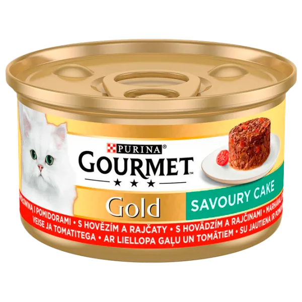 Hrană pentru pisici umedă Purina Gourmet Gold Savoury Cake 72952 85 g/ Vită, roșii photo 1 Hrană pentru pisici umedă Purina Gourmet Gold Savoury Cake 72952 85 g/ Vită, roșii photo 1