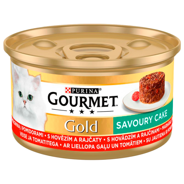 Hrană pentru pisici umedă Purina Gourmet Gold Savoury Cake 72952 85 g/ Vită, roșii photo 1 Hrană pentru pisici umedă Purina Gourmet Gold Savoury Cake 72952 85 g/ Vită, roșii photo 1