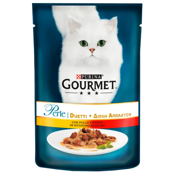Hrană pentru pisici umedă Purina Gourmet Perle 72963 85 g/ Vită, găină photo 1