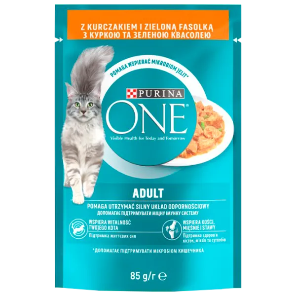 Корм для кошек влажный Purina One 72971 85 г/ Курица, горох photo 1 Корм для кошек влажный Purina One 72971 85 г/ Курица, горох photo 1