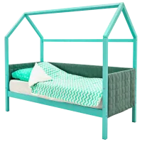 Pat pentru copii Belmarco Svogen tapitat 70 x 160 cm / Masiv / Mint