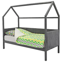 Pat pentru copii Belmarco Svogen tapitat 70 x 160 cm / Masiv / Graphite