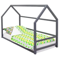 Pat pentru copii Belmarco Montessori Svogen 70 x 160 cm/ Masiv/ Graphite