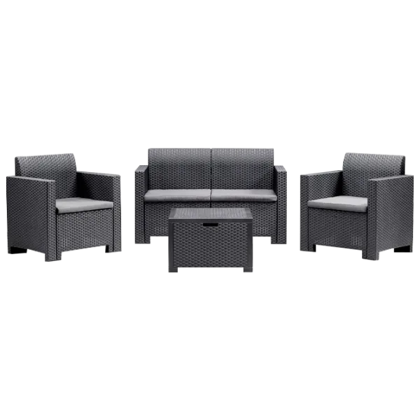 Set mobilă terasă Bica Nebraska 2 Aluminiu/ Polipropilenă/ Rattan artificial/ Graphite photo 1