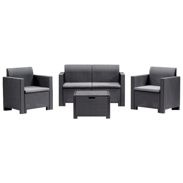 Set mobilă terasă Bica Nebraska 2 Aluminiu/ Polipropilenă/ Rattan artificial/ Graphite photo 1