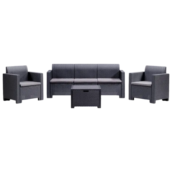 Set mobilă terasă Bica Nebraska 3 Ratan artificial/ Polipropilenă/ Rattan artificial/ Graphite photo 1