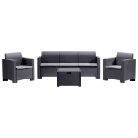 Set mobilă terasă Bica Nebraska 3 Ratan artificial/ Polipropilenă/ Rattan artificial/ Graphite