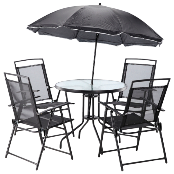 Set mobilă terasă GardenLine KRE7899 Oțel/ Sticlă/ Stofă/ Black photo 1