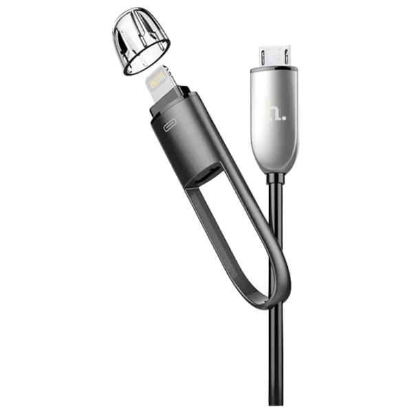 Cablu pentru telefon UPL01 Hoco USB Type-A + Lightning, microUSB 1 m/ Black photo 1