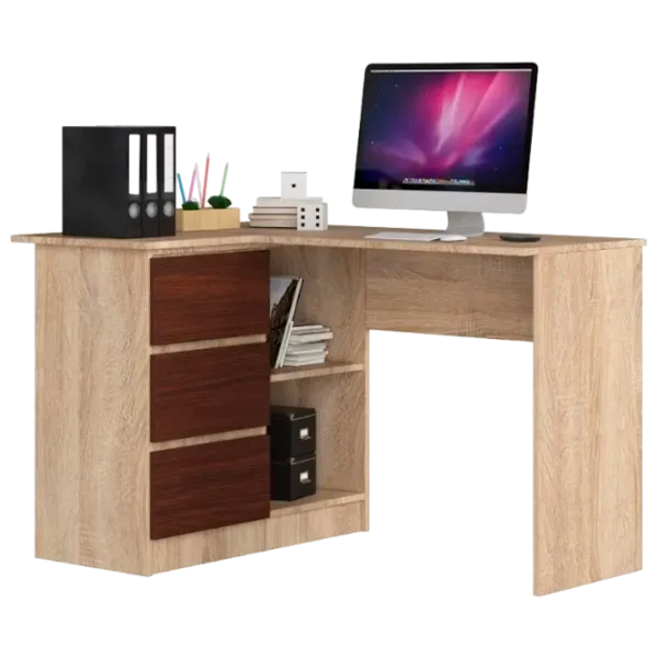 Masă de birou Akord B16 Left PAL/ Light Brown photo 1