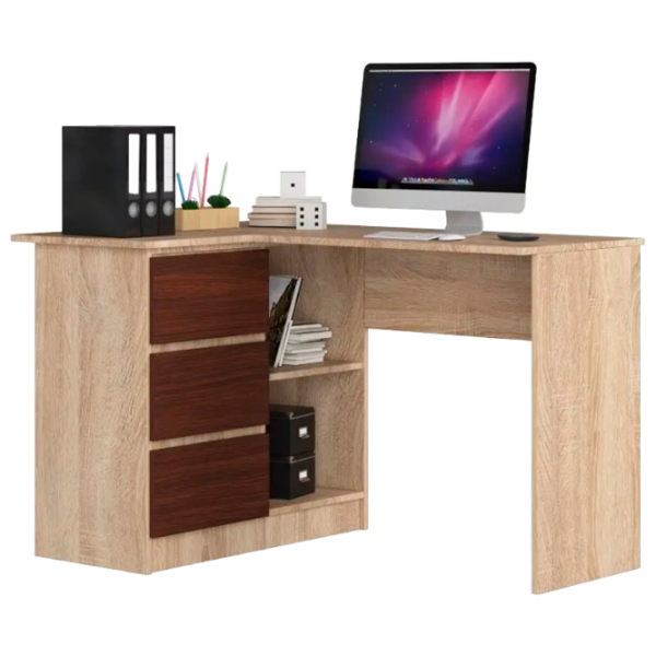 Masă de birou Akord B16 Left PAL/ Light Brown photo 1
