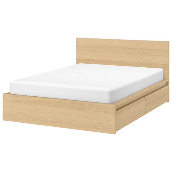 Кровать Ikea Malm 2 140 x 200 см / Шпон / Белый дуб photo 1