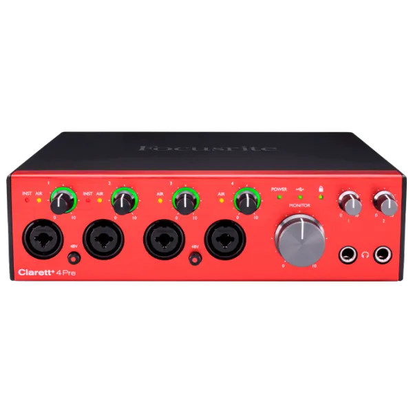 Аудио интерфейс Focusrite Clarett+ 4Pre 192 кГц/ 20 Гц - 20 кГц/ Красный photo 1