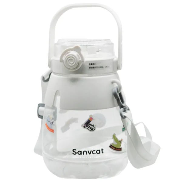 Sticlă pentru apă Sanvcat Double Drink Tiritan Sports Pot Belly Cup White photo 3