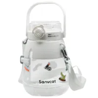 Sticlă pentru apă Sanvcat Double Drink Tiritan Sports Pot Belly Cup White photo 2