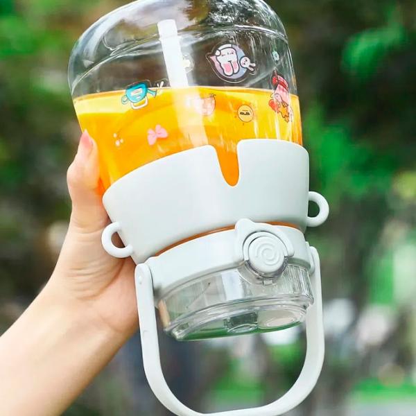 Sticlă pentru apă Sanvcat Double Drink Tiritan Sports Pot Belly Cup White photo 7