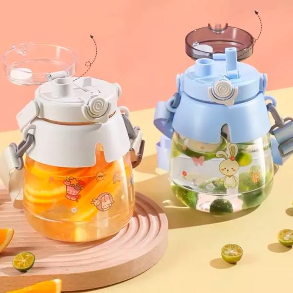 Sticlă pentru apă Sanvcat Double Drink Tiritan Sports Pot Belly Cup White photo 8