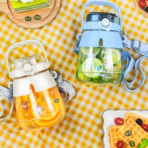 Sticlă pentru apă Sanvcat Double Drink Tiritan Sports Pot Belly Cup White photo 9