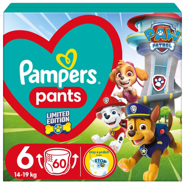 Scutece pentru copii Pampers Pants Paw Patrol 6 14 - 19 kg/ 60 buc. photo 1