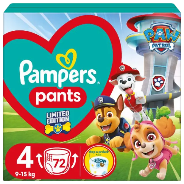 Подгузники для детей Pampers Pants Paw Patrol 4 9 - 15 кг/ 72 шт. photo 1