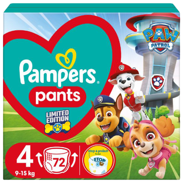 Подгузники для детей Pampers Pants Paw Patrol 4 9 - 15 кг/ 72 шт. photo 1