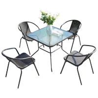 Set mobilă terasă Xenos Garden Aluminiu/ Sticlă/ Plastic/ Brown