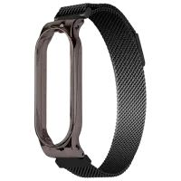 Ремень Mi Band 5 Milanese Металл/ Черный Lucios