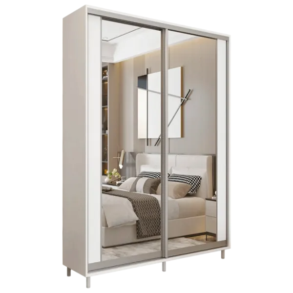 Dulap pentru haine Glisant Mobildor-Lux Aron P 1300 K2 8681 130 x 60 x 220 / PAL melaminat / Alb briliant photo 1