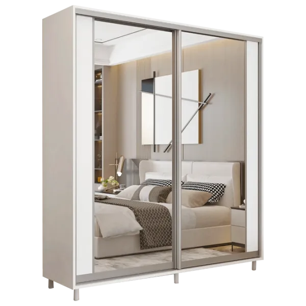 Dulap pentru haine Glisant Mobildor-Lux ARON P 2000 K2 8681 200 x 60 x 220 / DSP / Alb briliant photo 1