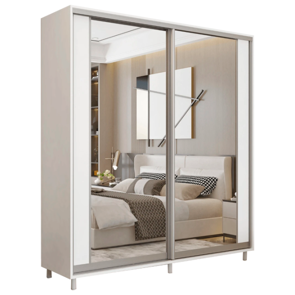 Dulap pentru haine Glisant Mobildor-Lux ARON P 2000 K2 8681 200 x 60 x 220 / DSP / Alb briliant photo 1