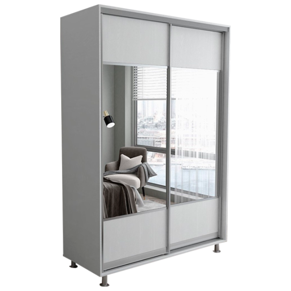 Гардероб Раздвижной Mobildor-Lux ARON P 1400 K1 8681 140 x 60см x 220 / ДСП / Бриллиантовый белый photo 1