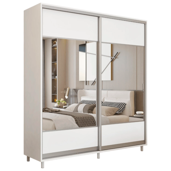 Гардероб Раздвижной Mobildor-Lux ARON P 1800 K1 8681 180 x 60см x 220 / ДСП / Бриллиантовый белый photo 1