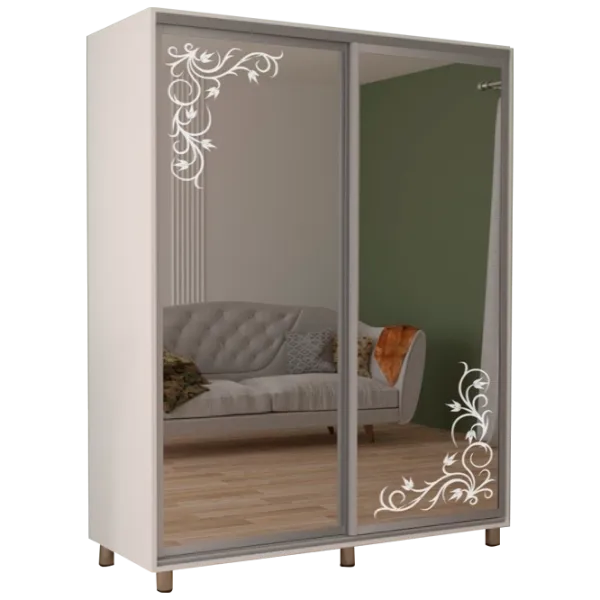 Dulap pentru haine Glisant Mobildor-Lux ARON P 2000 8681 Desen 200 x 60 x 220 / PAL / Alb briliant photo 1