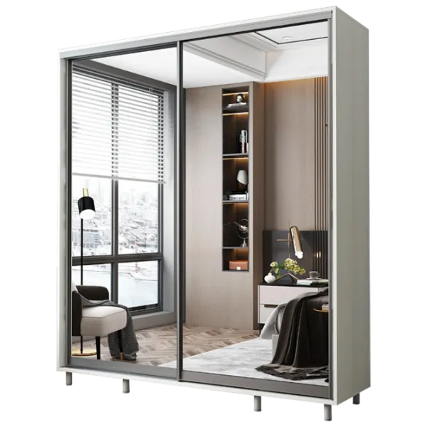Dulap pentru haine Glisant Mobildor-Lux ARON P 2000 8681 200 x 60 x 220 / PAL / Alb briliant photo 1
