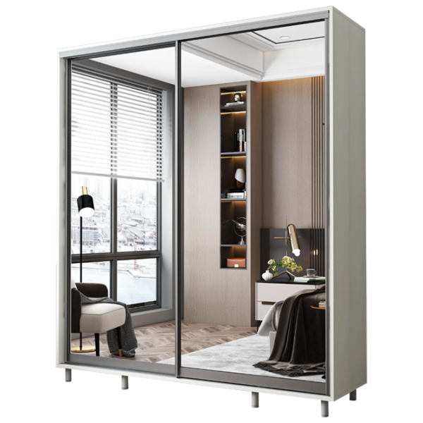 Dulap pentru haine Glisant Mobildor-Lux ARON P 2000 8681 200 x 60 x 220 / PAL / Alb briliant photo 1
