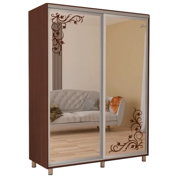 Dulap pentru haine Glisant Mobildor-Lux ARON P 1500 2226 Desen 150 x 60 x 220 / PAL / Wenghe photo 1