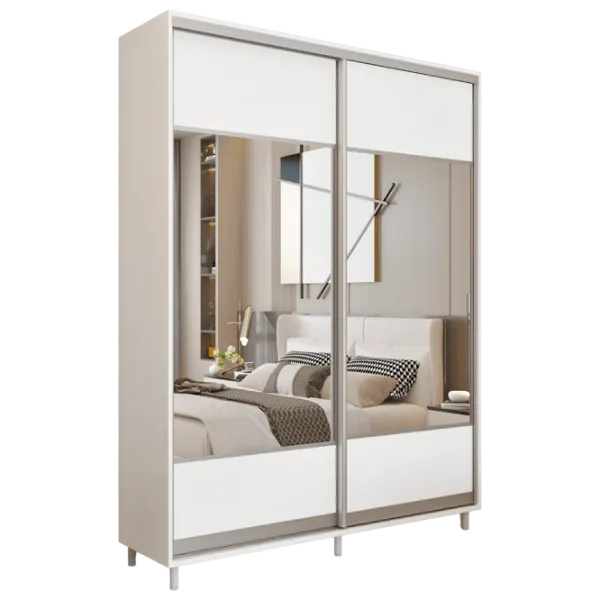 Dulap pentru haine Glisant Mobildor-Lux ARON S 1400 K1 8681 140 x 60 x 220 / PAL / Alb briliant photo 1 Dulap pentru haine Glisant Mobildor-Lux ARON S 1400 K1 8681 140 x 60 x 220 / PAL / Alb briliant photo 1