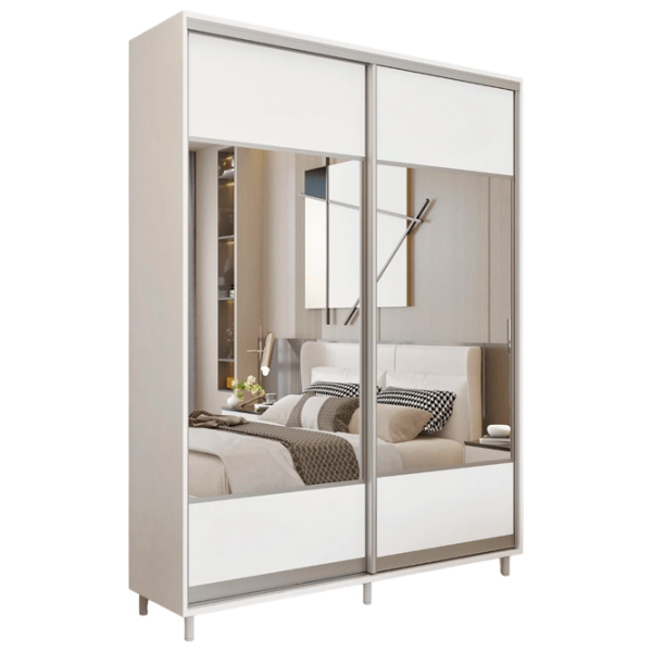 Dulap pentru haine Glisant Mobildor-Lux ARON S 1400 K1 8681 140 x 60 x 220 / PAL / Alb briliant photo 1 Dulap pentru haine Glisant Mobildor-Lux ARON S 1400 K1 8681 140 x 60 x 220 / PAL / Alb briliant photo 1