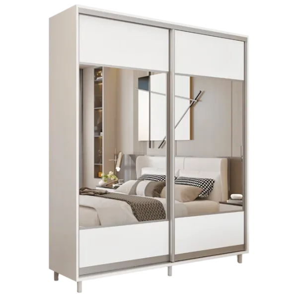 Dulap pentru haine Glisant Mobildor-Lux ARON S 1900 K1 8681 190 x 60 x 220 / PAL / Alb briliant photo 1 Dulap pentru haine Glisant Mobildor-Lux ARON S 1900 K1 8681 190 x 60 x 220 / PAL / Alb briliant photo 1