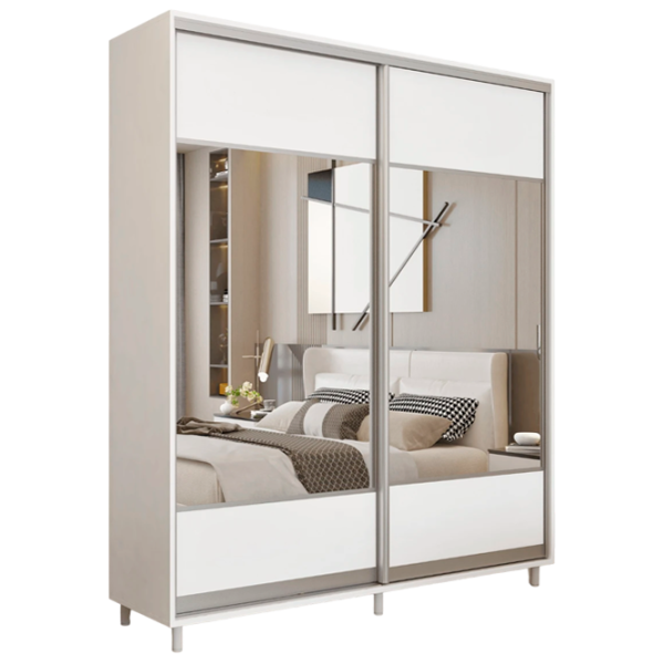 Dulap pentru haine Glisant Mobildor-Lux ARON S 2000 K1 8681 200 x 60 x 220 / PAL / Alb briliant photo 1