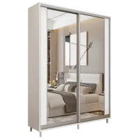 Dulap pentru haine Glisant Mobildor-Lux ARON S 1400 K2 8681 140 x 60 x 220 / PAL / Alb briliant