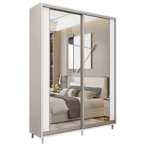 Dulap pentru haine Glisant Mobildor-Lux ARON S 1500 K2 8681 150 x 60 x 220 / PAL / Alb briliant photo 1 Dulap pentru haine Glisant Mobildor-Lux ARON S 1500 K2 8681 150 x 60 x 220 / PAL / Alb briliant photo 1