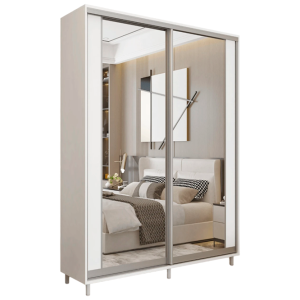 Dulap pentru haine Glisant Mobildor-Lux ARON S 1500 K2 8681 150 x 60 x 220 / PAL / Alb briliant photo 1 Dulap pentru haine Glisant Mobildor-Lux ARON S 1500 K2 8681 150 x 60 x 220 / PAL / Alb briliant photo 1