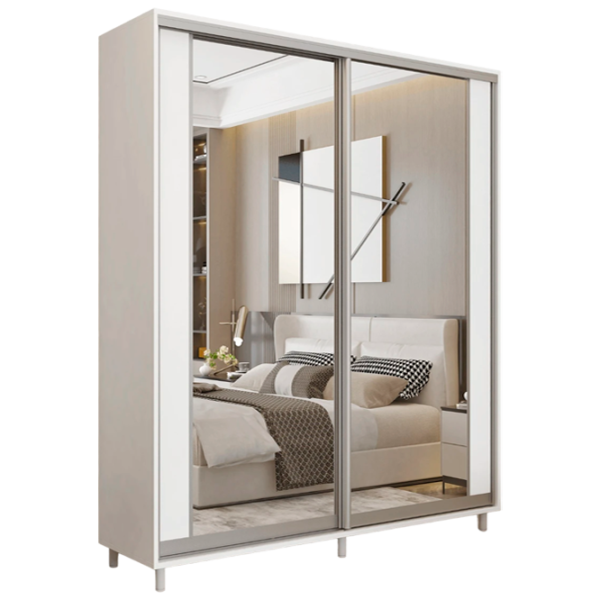 Dulap pentru haine Glisant Mobildor-Lux ARON S 1900 K2 8681 190 x 60 x 220 / PAL / Alb briliant photo 1 Dulap pentru haine Glisant Mobildor-Lux ARON S 1900 K2 8681 190 x 60 x 220 / PAL / Alb briliant photo 1