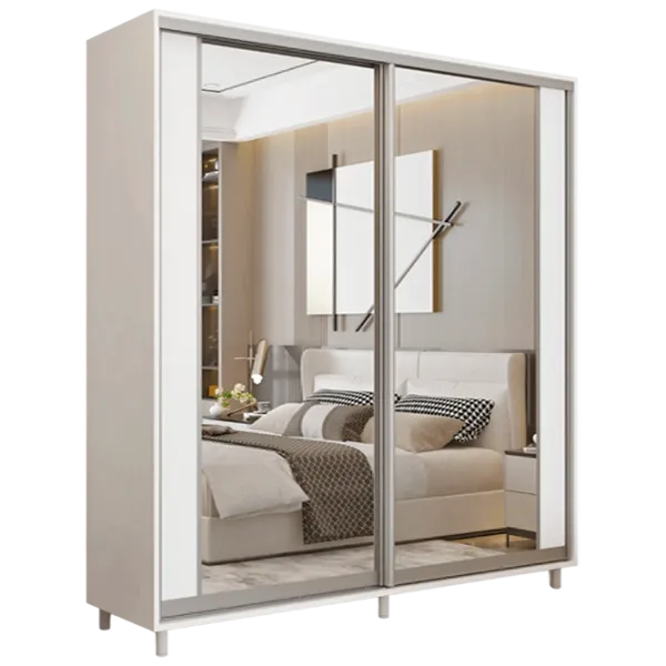 Dulap pentru haine Glisant Mobildor-Lux ARON S 2000 K2 8681 200 x 60 x 220 / PAL / Alb briliant photo 1 Dulap pentru haine Glisant Mobildor-Lux ARON S 2000 K2 8681 200 x 60 x 220 / PAL / Alb briliant photo 1