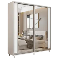 Dulap pentru haine Glisant Mobildor-Lux ARON S 2000 K2 8681 200 x 60 x 220 / PAL / Alb briliant