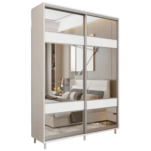 Dulap pentru haine cupe Mobildor-Lux ARON S K3 8681 110 x 60 x 220 / LPAL / Alb briliant photo 1