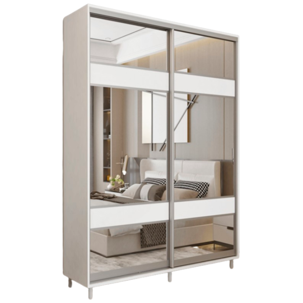 Dulap pentru haine cupe Mobildor-Lux ARON S K3 8681 110 x 60 x 220 / LPAL / Alb briliant photo 1