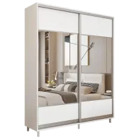 Dulap pentru haine Glisant Mobildor-Lux ARON 1300 K1 8681 130 x 60 x 220 / PAL / Alb briliant