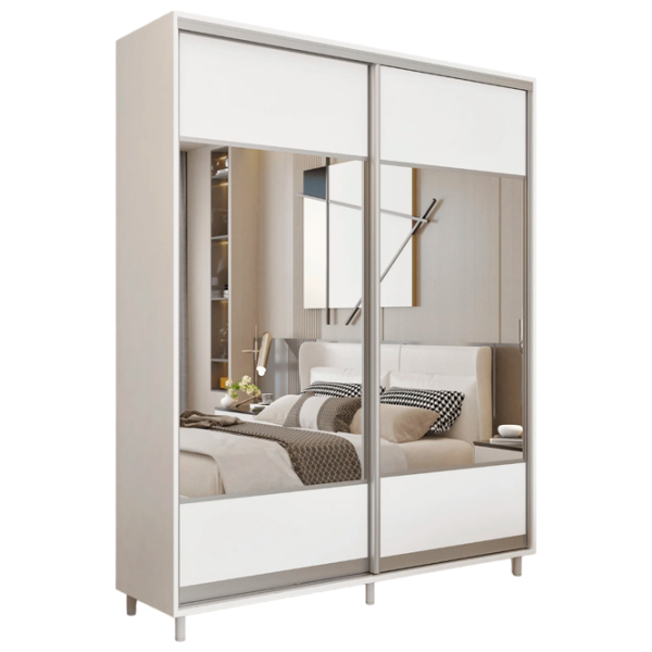 Dulap pentru haine Glisant Mobildor-Lux ARON 1500 K1 8681 150 x 60 x 220 / PAL / Alb briliant photo 1 Dulap pentru haine Glisant Mobildor-Lux ARON 1500 K1 8681 150 x 60 x 220 / PAL / Alb briliant photo 1